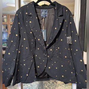Black Star-Patterned Women's Blazer
